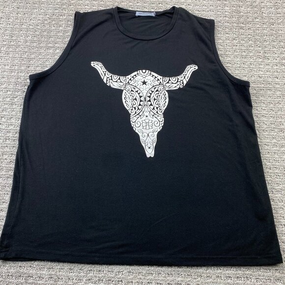 MISSLOOK Tank Top Women Size 3XL Black Graphic Print Sleeveless Tee Shirt - Picture 1 of 7